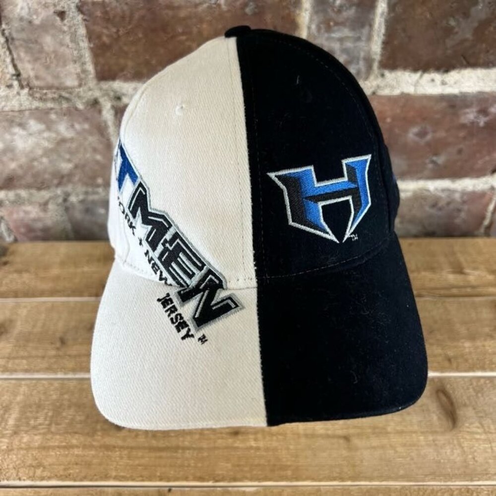 Vintage New York Hitmen XFL Hat Insane Drew Pearson Split Design Y2K Black White